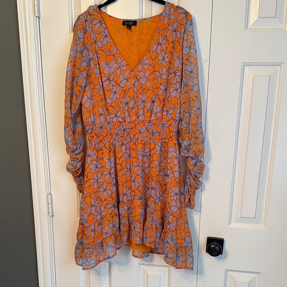 Jessica Simpson Vibrant Floral Long Sleeve Dress